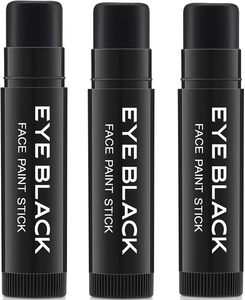 Wismee Eye Black Stick for Sports, 3pcs Anti-Glare Under Eye Sports Grease Stick for Baseball Softball Soccer Lacrosse Hockey Athletes Sports Training, Water-Proof Eye Black Stick for Athletes (Black) - Image 1